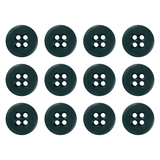 Twelve black Suspender Brace Pant Buttons with four holes each, arranged in a grid pattern on a white background.