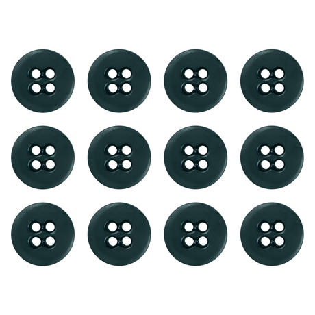 Twelve black Suspender Brace Pant Buttons with four holes each, arranged in a grid pattern on a white background.