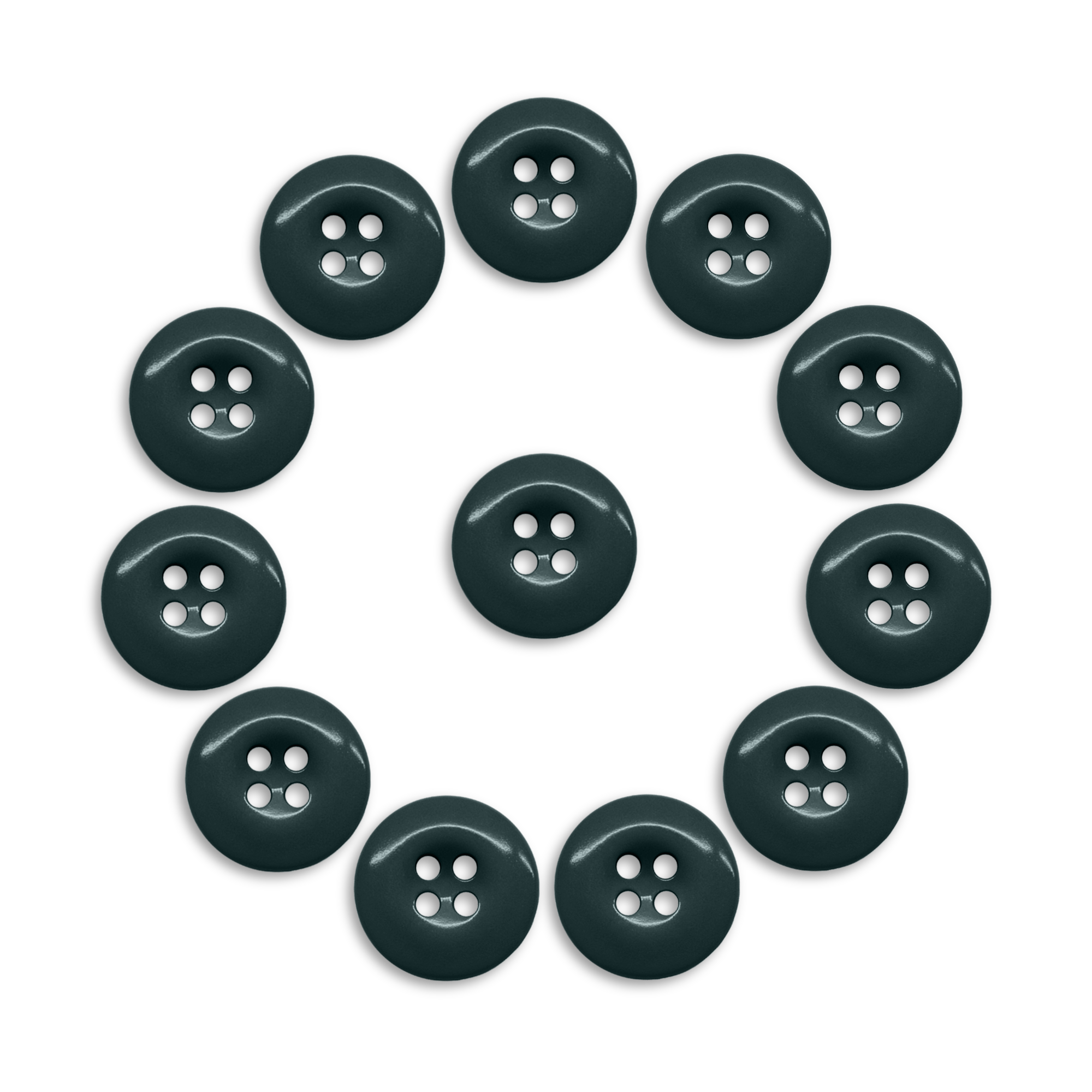 Twelve Work Pants Buttons are arranged in a circle on a white background, perfect as replacement fasteners or for industrial work pants.