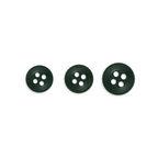 Three Replacement Shirt Buttons in dark green poly-nylon, assorted sizes, perfect for any tailor's kit and shown on a white background.