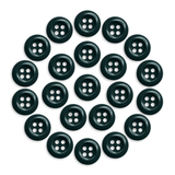 Twenty black Work Shirt Buttons, military spec, each with four holes arranged in a circular pattern, displayed on a white background.