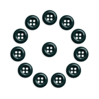Twelve Work Shirt Buttons 12 Pack, black and industrial style, arranged in a circle with one in the center on a white background.