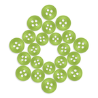 Twenty-four Replacement Shirt Buttons in green poly-nylon are arranged in a star shape on a white background.