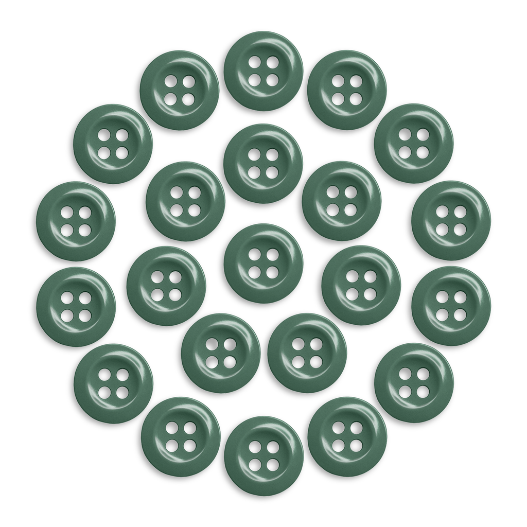 Work Shirt Buttons 22 Pack are arranged in a circular pattern on a white background.