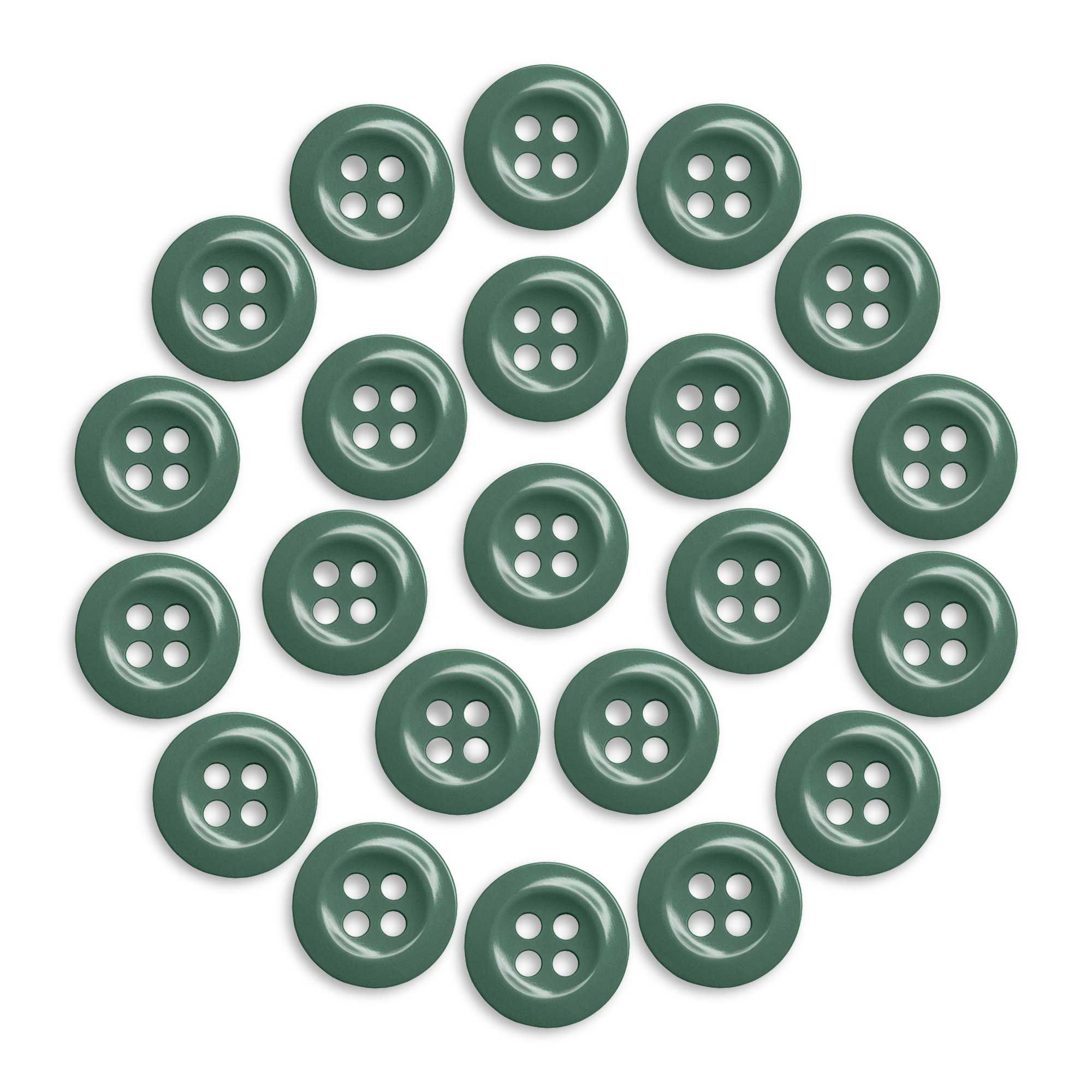 Work Shirt Buttons 22 Pack are arranged in a circular pattern on a white background.