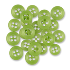 A pile of green Replacement Shirt Buttons, valued for their durability, scattered on a white background—ideal additions to any tailor's kit.