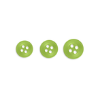Three Replacement Shirt Buttons in green poly-nylon, each a different size, arranged in a row on a white background—ideal for any tailor's kit.