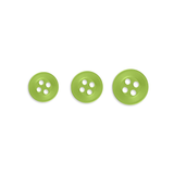 Three Replacement Shirt Buttons in green poly-nylon, each a different size, arranged in a row on a white background—ideal for any tailor's kit.