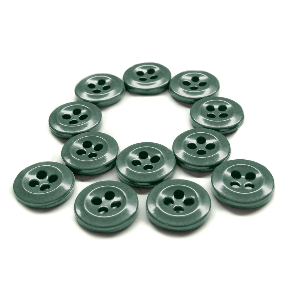 Twelve Work Shirt Buttons from the 12 Pack set, arranged in a circle on a white background.