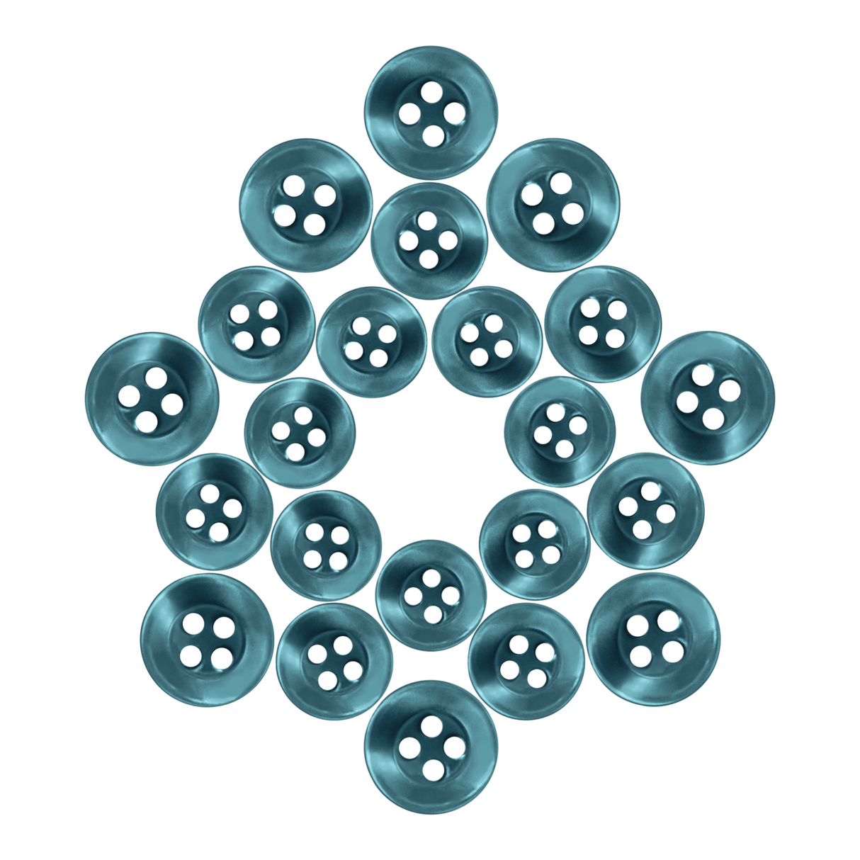 Replacement Shirt Buttons are blue poly-nylon, arranged in a hexagonal pattern on a white background—ideal for any tailor’s kit.