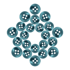 Replacement Shirt Buttons are blue poly-nylon, arranged in a hexagonal pattern on a white background—ideal for any tailor’s kit.