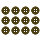 Twelve Suspender Brace Pant Buttons, brown with four holes, are arranged in a grid pattern on a white background.