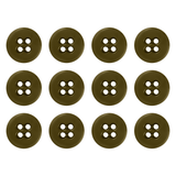 Twelve Suspender Brace Pant Buttons, brown with four holes, are arranged in a grid pattern on a white background.