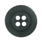 A black, round Khakis, Chinos and Casual Cotton Pant Button with four holes, seen from above on a white background—ideal as a replacement button.