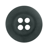 A black, round Khakis, Chinos and Casual Cotton Pant Button with four holes, seen from above on a white background—ideal as a replacement button.