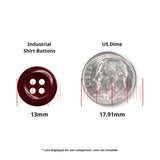 A 13mm Work Shirt Button shown beside a 17.91mm US dime for size reference; dime not included.