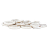 A pile of Regular Suit Buttons, round and white like marble, displayed on a white background.