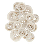 A stack of Regular Suit Buttons—round, cream-colored with a marble pattern and four holes—ideal replacements for your favorite outfits.