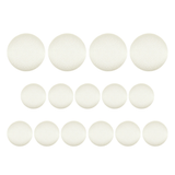 Fourteen round, white Tuxedo Suit Buttons are arranged in three rows on a plain white background, resembling buttons from a classic formal tuxedo.