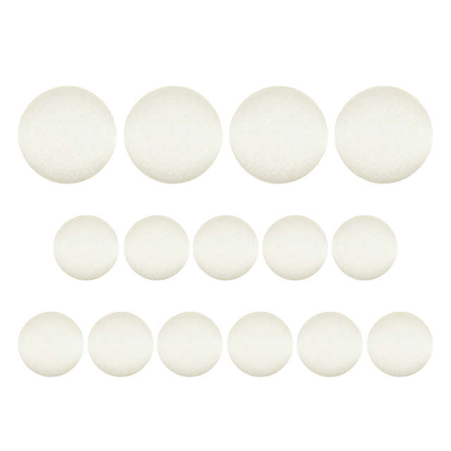 Fourteen round, white Tuxedo Suit Buttons are arranged in three rows on a plain white background, resembling buttons from a classic formal tuxedo.