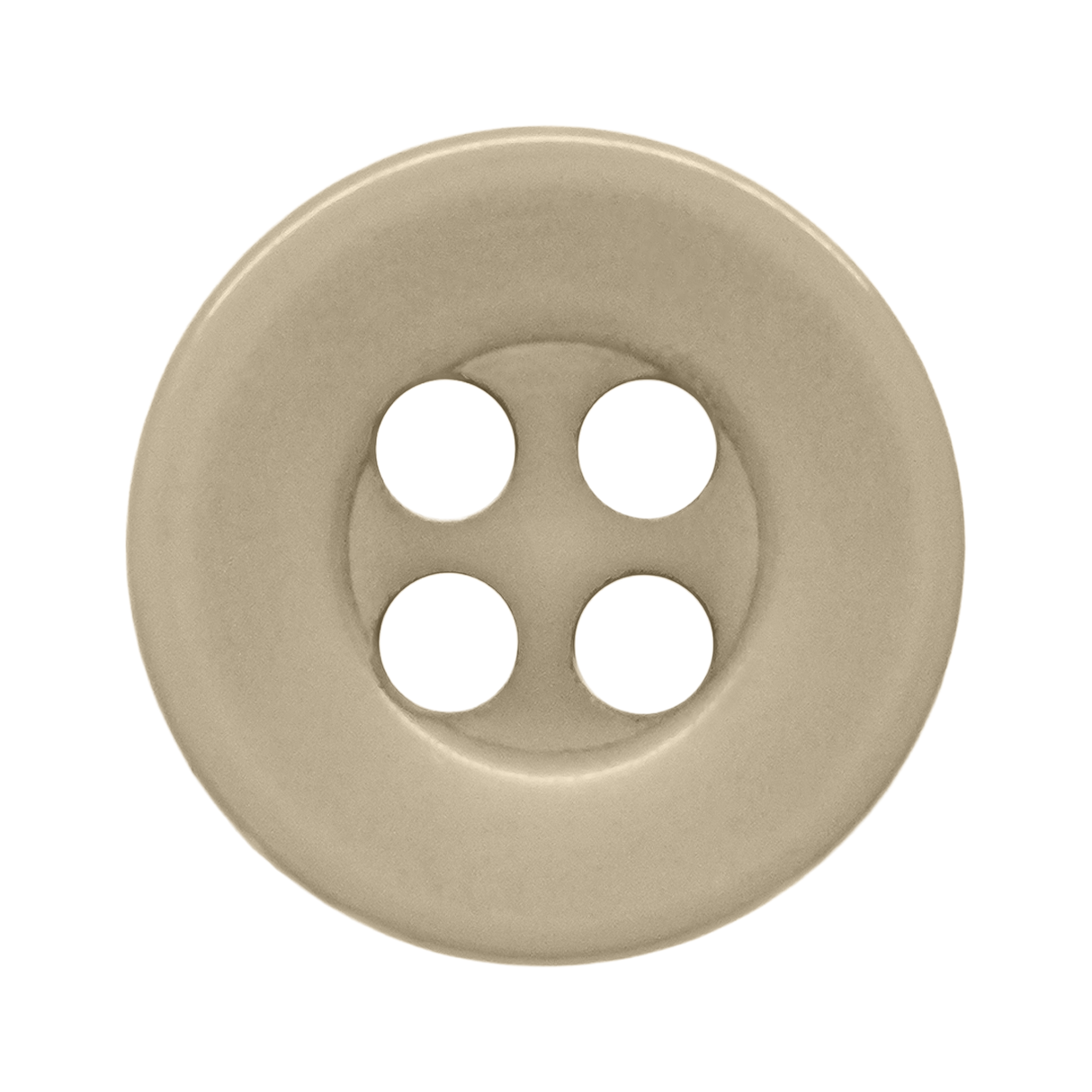 Beige round Workshop Uniform Shirt Button with four holes, shown from above on a white background—ideal as a replacement button for your workshop uniform shirt.