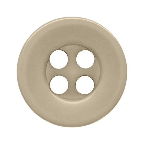 Beige round Workshop Uniform Shirt Button with four holes, shown from above on a white background—ideal as a replacement button for your workshop uniform shirt.