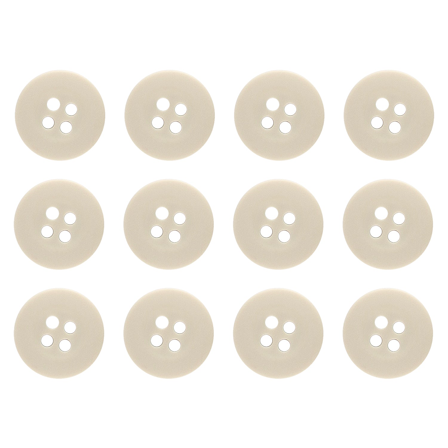 Twelve khaki, four-hole Khakis, Chinos and Casual Cotton Pant Buttons arranged in a 3x4 grid on a white background—ideal replacements for your favorite pants.
