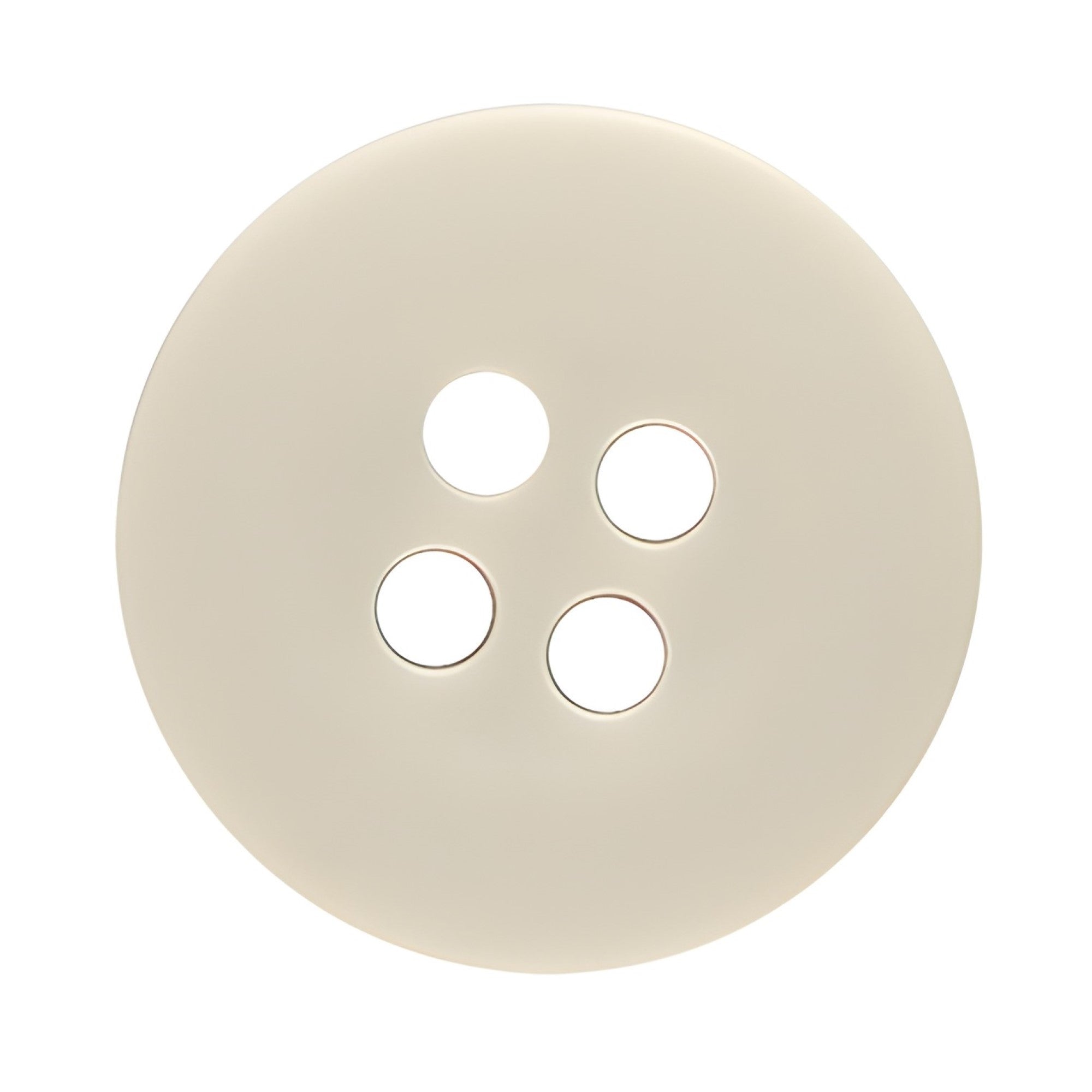 Khakis, Chinos and Casual Cotton Pant Buttons: Beige round nylon button with four holes, ideal for replacing pant buttons. Shown on a white background.