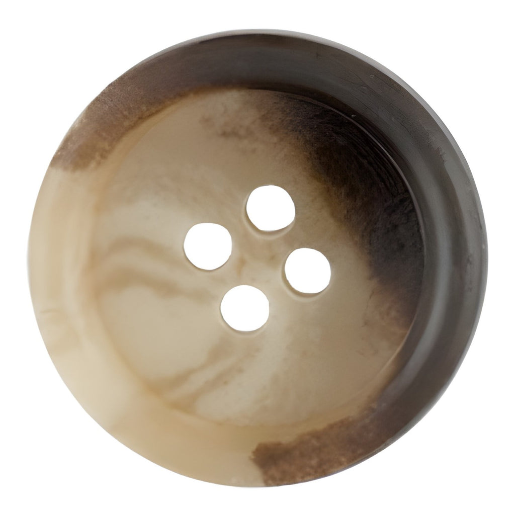 Premium Suit Buttons: Round, beige and brown marbled button with four center holes—perfect for blazers.