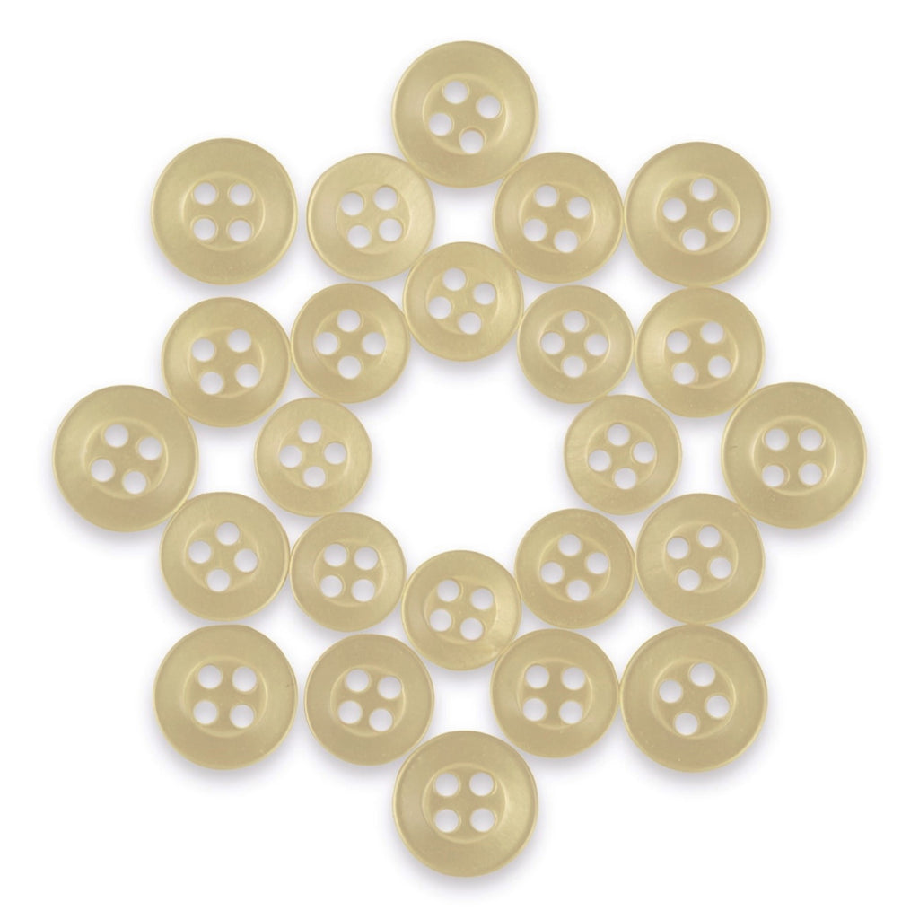Beige matte finish Replacement Shirt Buttons arranged in a circular pattern on a white background, ideal for any tailor's button kit.