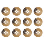 Twelve brown Khakis, Chinos and Casual Cotton Pant Buttons with three holes each are arranged in a 3 by 4 grid on a white background.