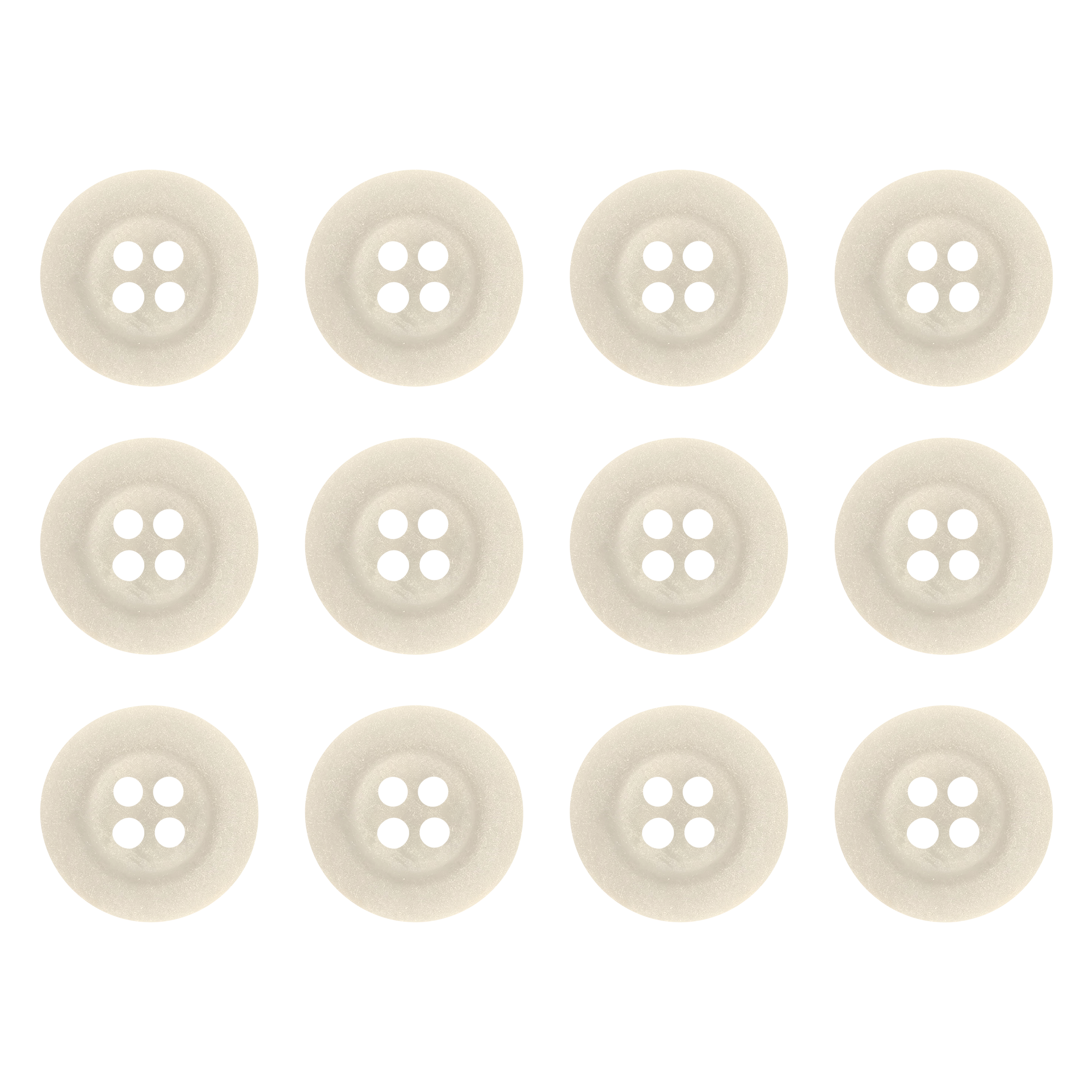 Twelve Khakis, Chinos and Casual Cotton Pant Buttons with four holes are arranged in a grid on a white background, perfect for use as replacement buttons.