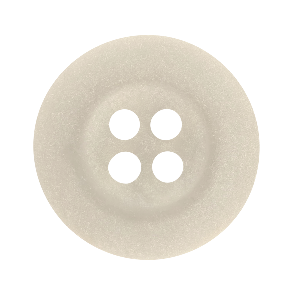 Khakis, Chinos and Casual Cotton Pant Buttons—beige round button with four holes, viewed from above on a white background. Ideal replacement for khaki or casual cotton pants.
