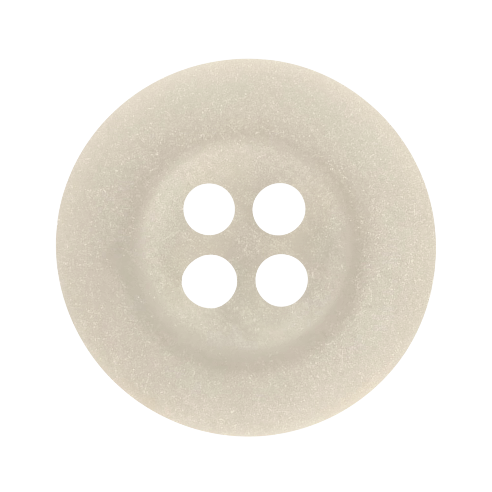Khakis, Chinos and Casual Cotton Pant Buttons—beige round button with four holes, viewed from above on a white background. Ideal replacement for khaki or casual cotton pants.