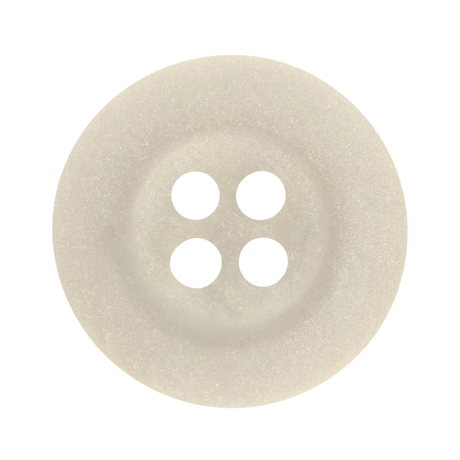 Khakis, Chinos and Casual Cotton Pant Buttons—beige round button with four holes, viewed from above on a white background. Ideal replacement for khaki or casual cotton pants.