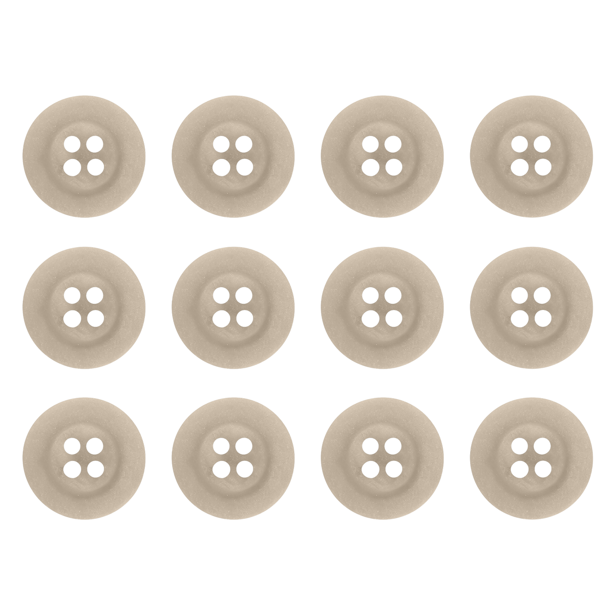 Twelve Khakis, Chinos and Casual Cotton Pant Buttons with four holes are displayed in three rows on a white background, ideal as replacement buttons for your pants.
