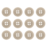 Twelve Khakis, Chinos and Casual Cotton Pant Buttons with four holes are displayed in three rows on a white background, ideal as replacement buttons for your pants.