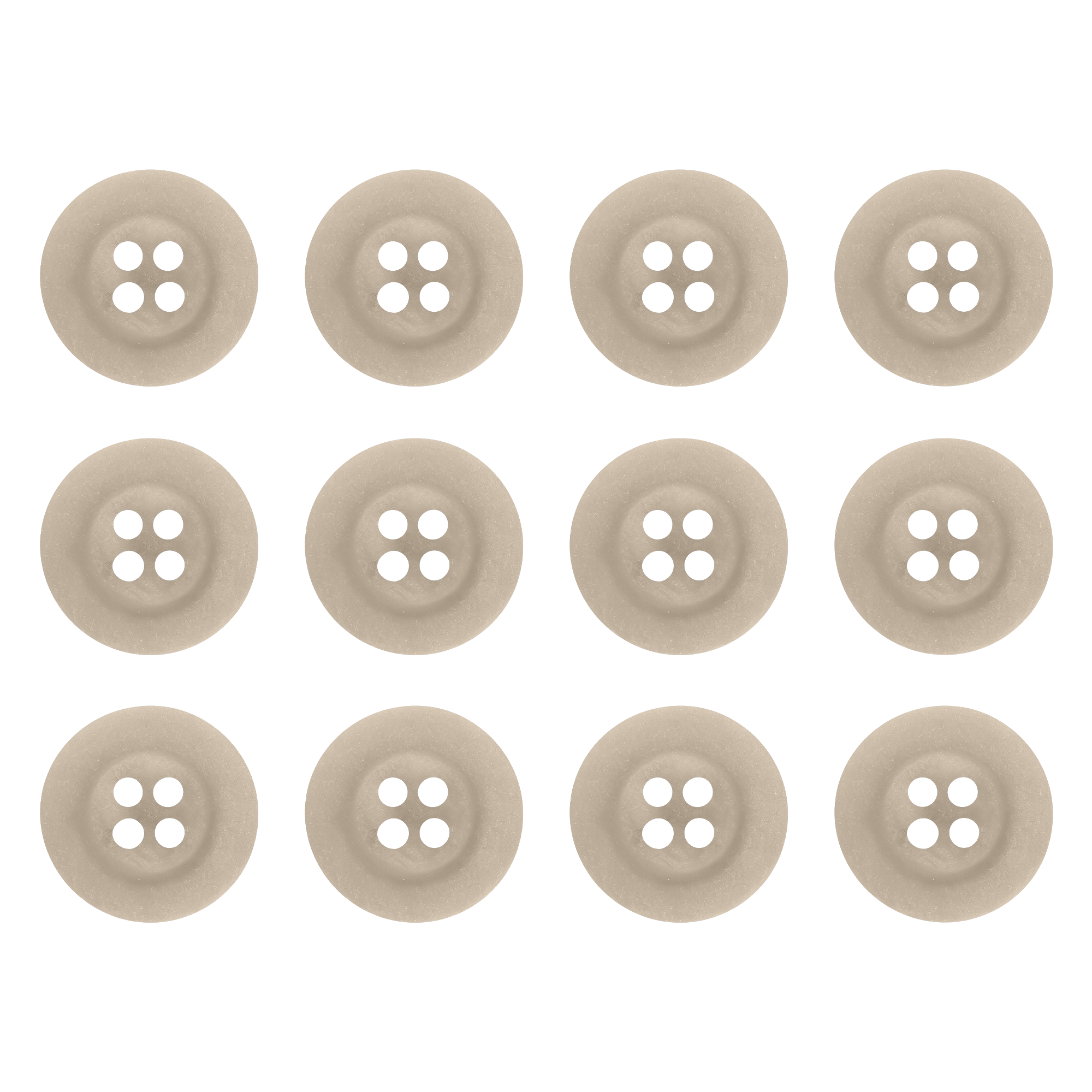 Twelve Khakis, Chinos and Casual Cotton Pant Buttons with four holes are displayed in three rows on a white background, ideal as replacement buttons for your pants.
