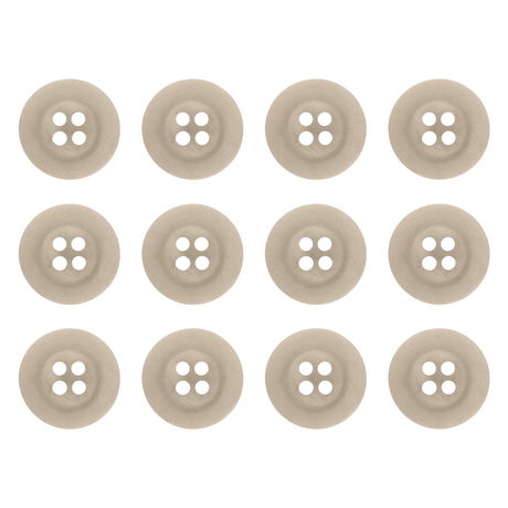 Twelve Khakis, Chinos and Casual Cotton Pant Buttons with four holes are displayed in three rows on a white background, ideal as replacement buttons for your pants.