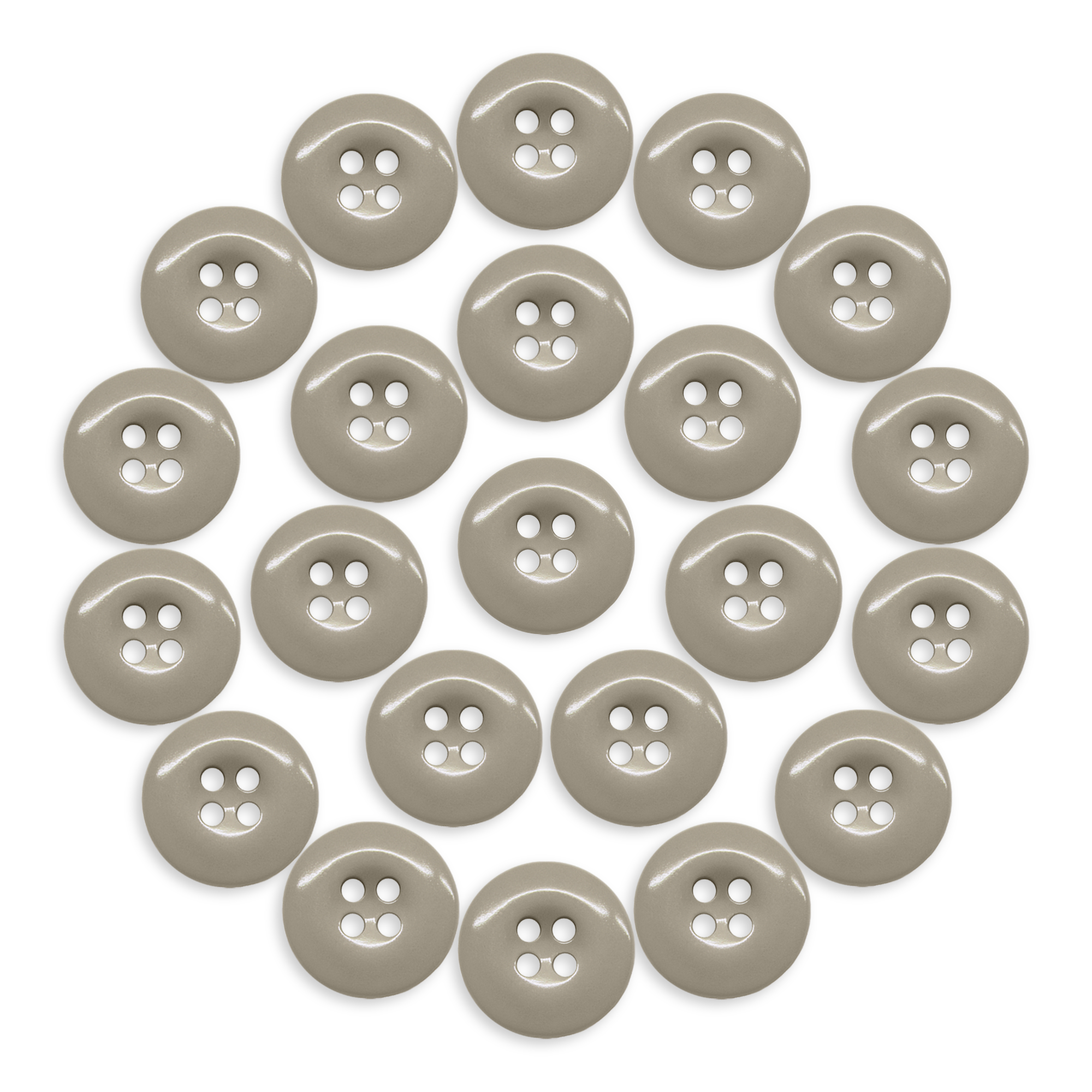 Twenty-four Work Pants Buttons in beige, arranged circularly on a white background—ideal replacement fasteners for industrial work pants.