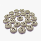 Set of 20 beige, round, four-hole Work Pants Buttons arranged neatly on a white background.