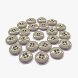 Set of 20 beige, round, four-hole Work Pants Buttons arranged neatly on a white background.