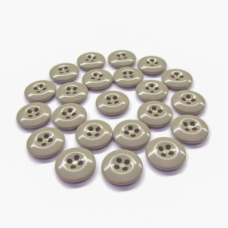 Set of 20 beige, round, four-hole Work Pants Buttons arranged neatly on a white background.
