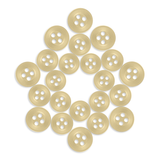 Twenty-four Replacement Shirt Buttons, made from durable poly-nylon, are arranged in a diamond shape on a white background—ideal for adding to any tailor’s kit.