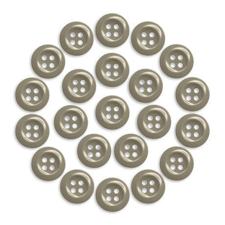 Twenty-four Work Shirt Buttons in beige are displayed in a circle on a white background.