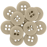 A cluster of overlapping beige Suspender Brace Pant Buttons with four holes, arranged in a circular pattern on a white background.