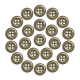 Twenty-four Work Shirt Buttons in brown are displayed in a circular pattern on a white background.