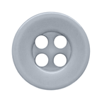 A round, light gray Workshop Uniform Shirt Button made from durable nylon features four center holes and is shown from above on a white background.