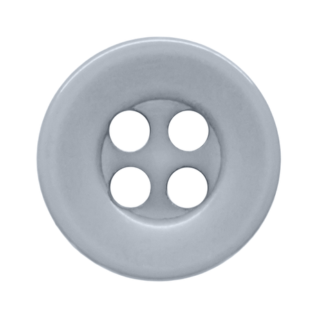 A round, light gray Workshop Uniform Shirt Button made from durable nylon features four center holes and is shown from above on a white background.