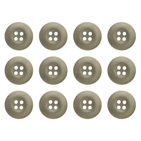 Twelve Tactical Buttons in gray, each with four holes, are arranged in a grid on a white background.